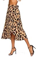 Vista 5 de Newchoice Women's Boho Leopard Skirt High Low Split Summer Beach Midi Wrap Skirts