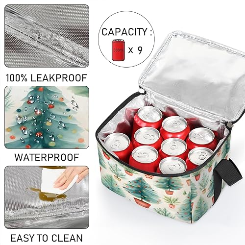 Miniatura 5 de QsirBC Bolsa de almuerzo aislada con temática de árbol de Navidad, bolsa de almuerzo reutilizable para adultos y hombres, lonchera para trabajo,