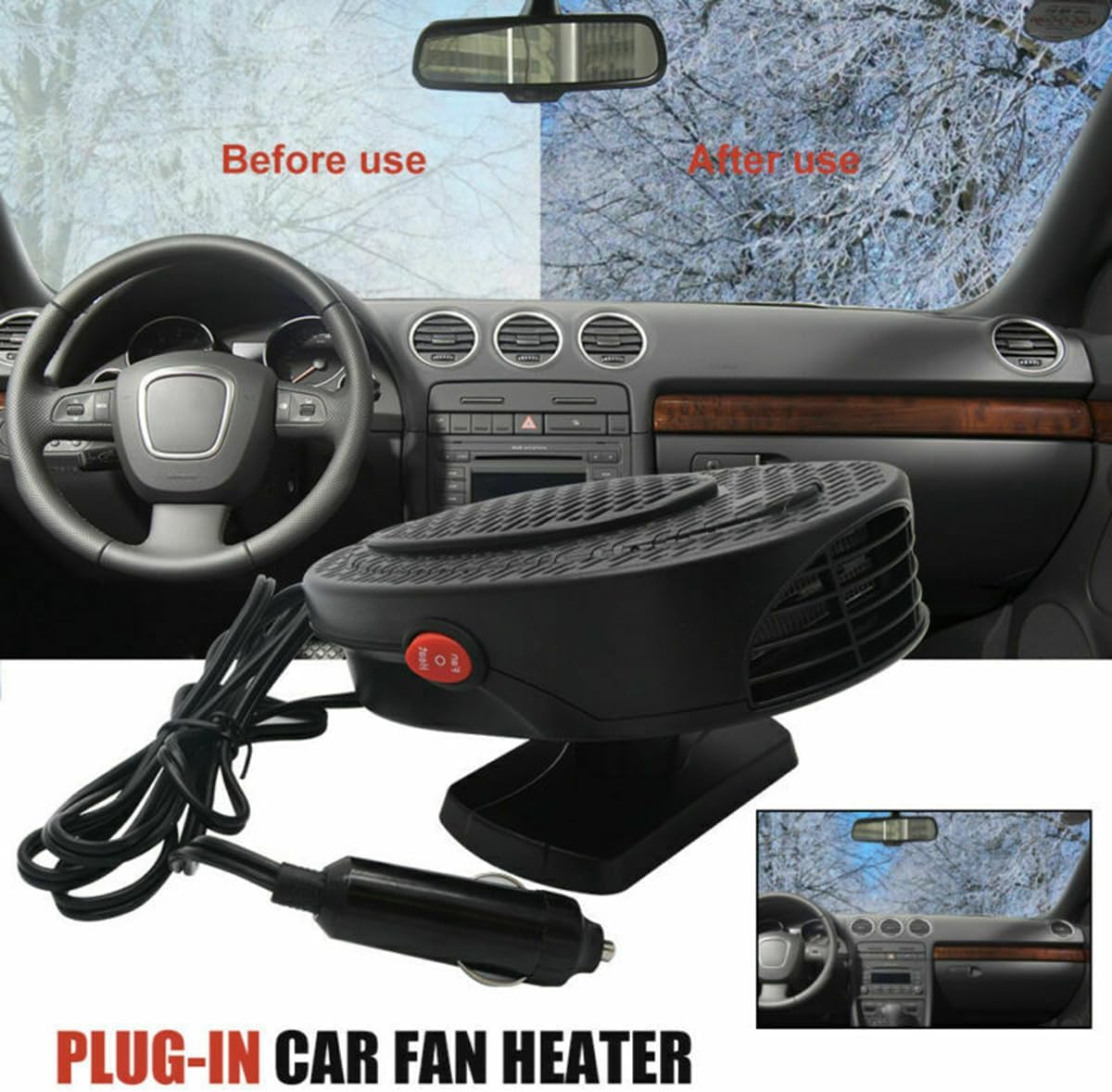 MASO Car Heater Defroster Portable Car Heater 12V 150W High Power in Car Heater Fast Heating Fan for Defrosting Automobile Windscreen & Keeping Warm