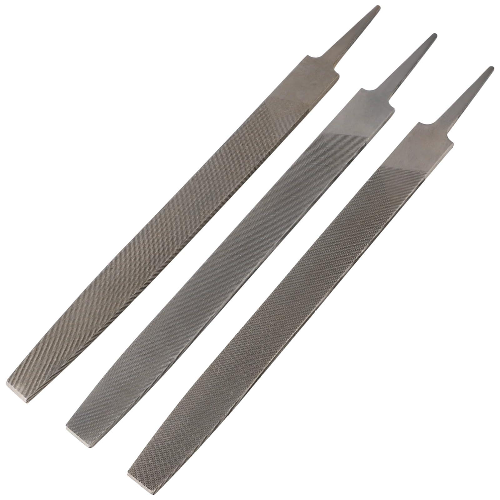3 Stk. 12 Zoll Doppelschnitt-Feilen-Set, flache Stahlfeilen mit feiner, mittlerer und grober Zahnung, doppelseitig mit Seitenzähnen, für Metall, Holz, Kunststoff, Reparatur und DIY