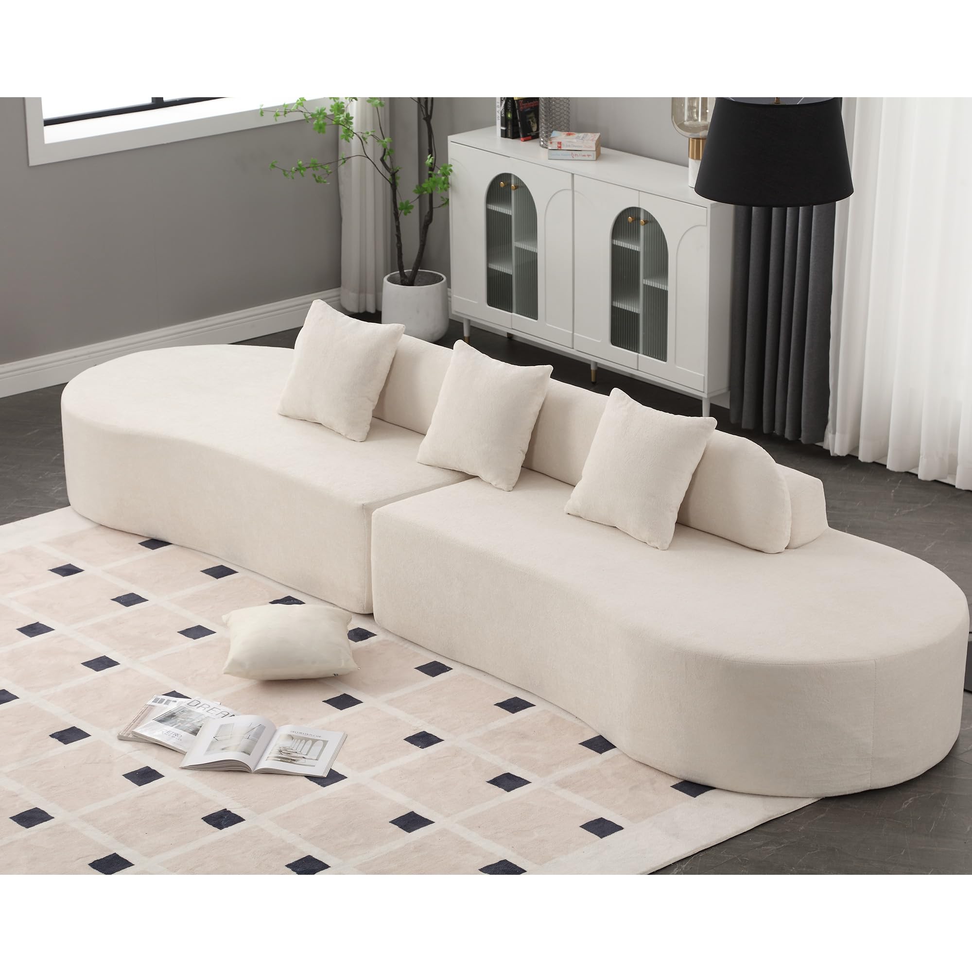 130.5" Modern Curved Modular Sectional Sofa - Beige