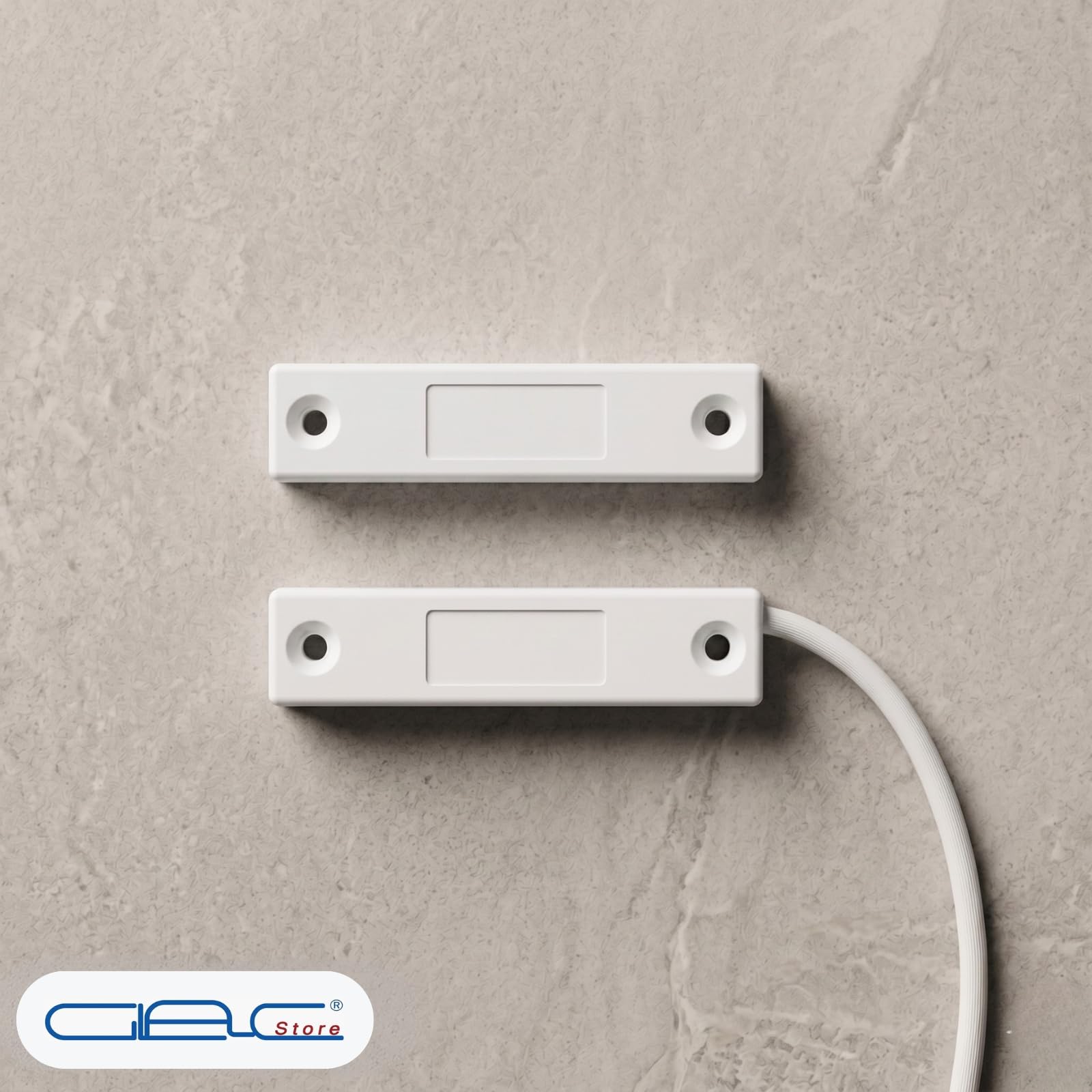 Contatto Magnetico Bianco a Scomparsa Universale 53mm per ogni tipo di Centrale Allarme Antifurto Cablato per Infissi Porta Filo Lungo 85 cm