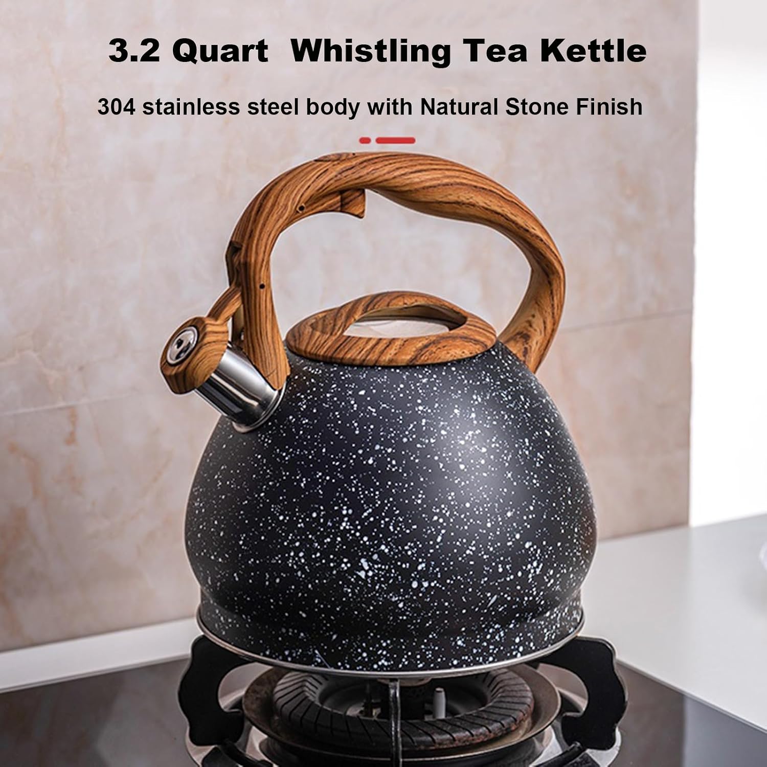 Tea Kettle Stovetop - 3.2 Quart 304 Stainless Steel Whistling Tea Pot Vintage Design, Gas & Electric Stove Safe