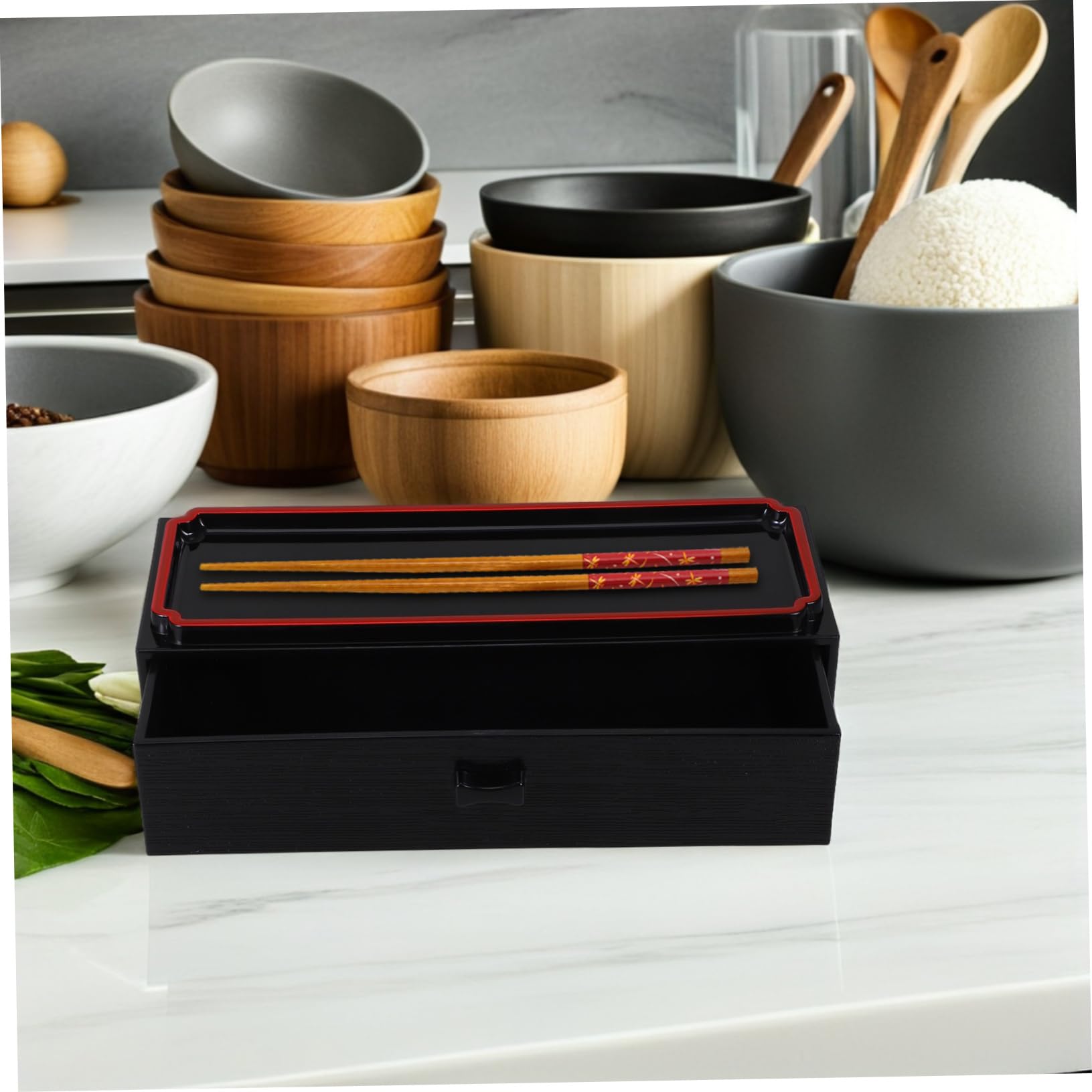 Chopsticks Aufbewahrungsbox Aus Holz Mit Schwarzem Holzmaserung Multifunktionale Besteckbox Für Sauberes Und Organisiertes Besteck Für Küche Und Esstisch