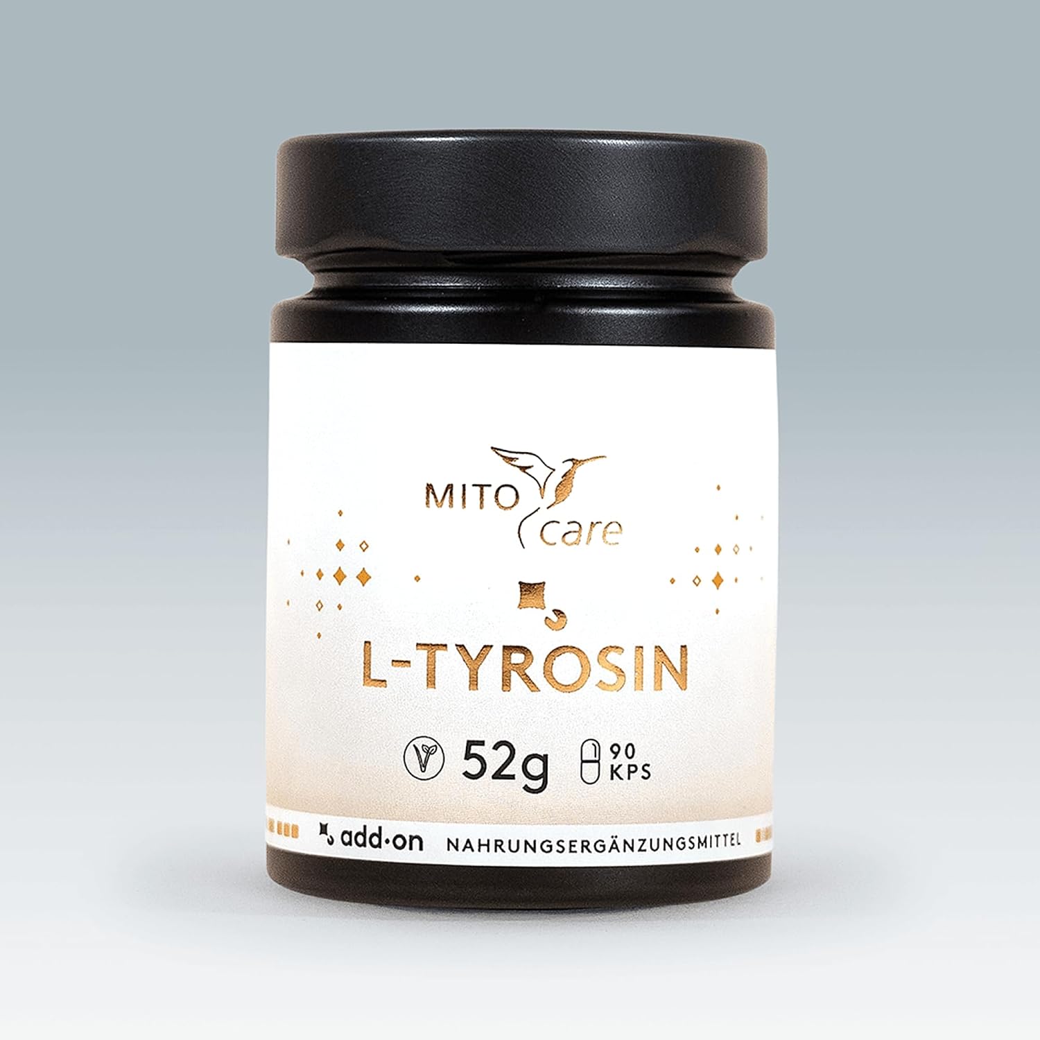 MITOcare L-Tyrosine - Capsules High Dose - 500 mg Tyrosine per Capsule - Obtained by Natural Fermentation - Vegan & No Additives - 3 Month Pack with 90 Capsules - Produced in Germany