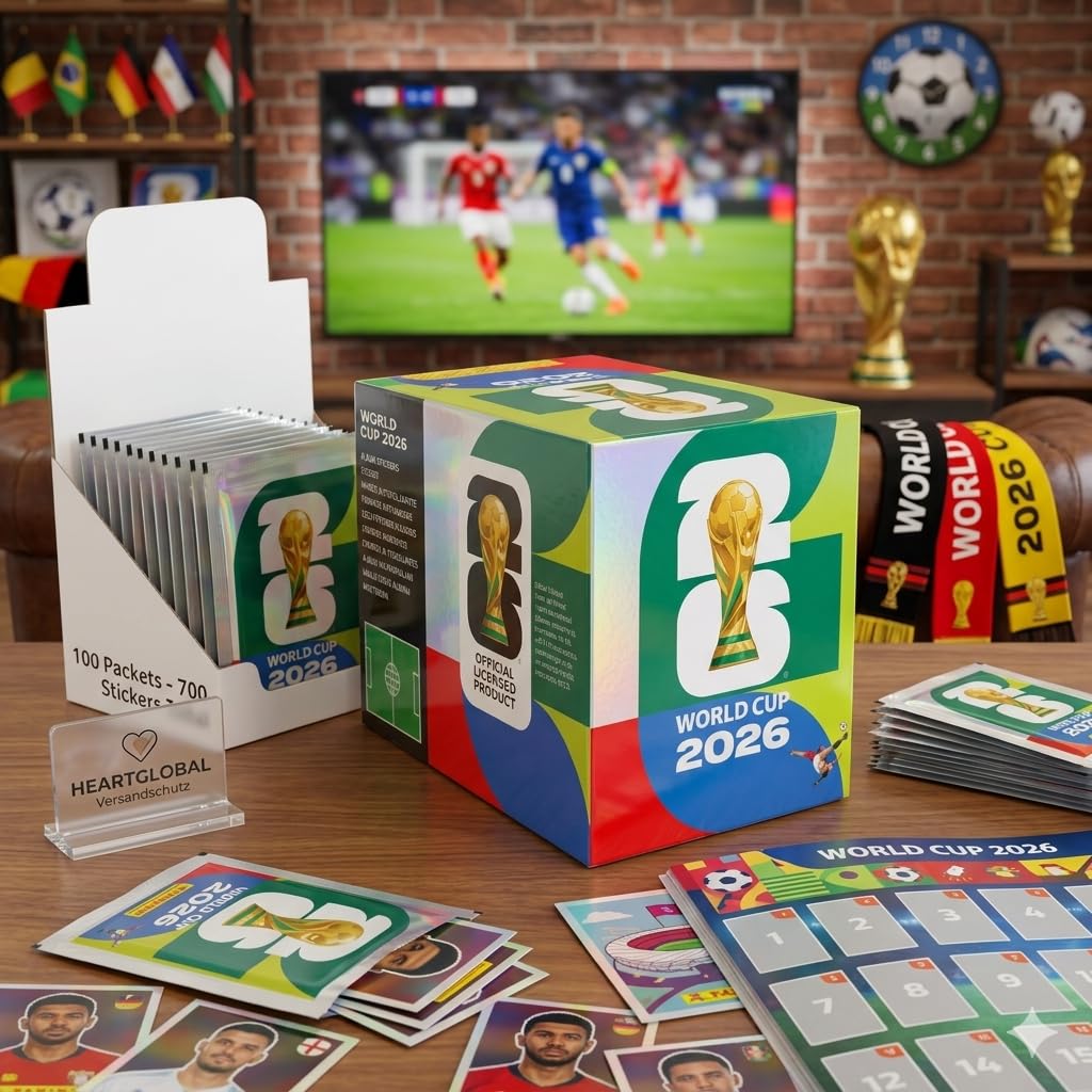 World Cup 2026 zestaw startowy z miękką okładką, album kolekcjonerski z 3 torebkami z naklejkami – oficjalny album z naklejkami dla kolekcjonerów i fanów piłki nożnej + ochrona przed wysyłką