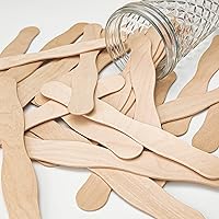 Vista 6 de WISYOK Palitos de manualidades de 8 pulgadas, paquete de 50 palos ondulados de madera, asas de abanico, palitos de paleta grandes para manualidades