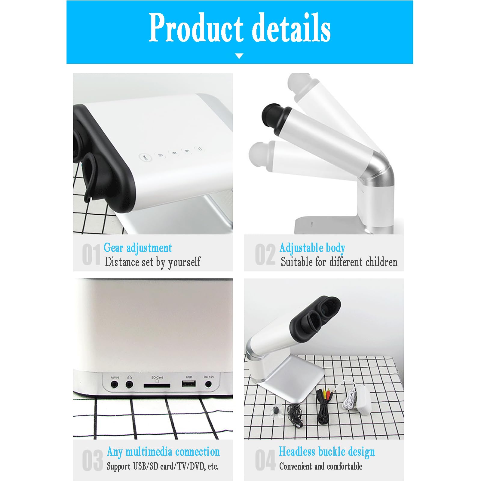 KEhtu Ejercitador De Músculos Ciliares, Entrenador De Ambliopía para Niños, Compatible con Reproducción De USB/Tarjeta SD/TV/DVD, Utilizado para Masajes para Aliviar La Fatiga Ocular