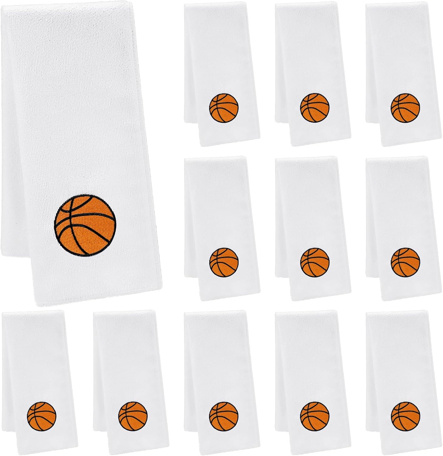 12 Pcs Basketball Towel Basketball Senior Night Gifts Sweat Hand Portable Microfiber Workout Towel Embroidered Sports Team Gifts Bath Face Washrag for Bathroom Kitchen Gift Gym Favor
