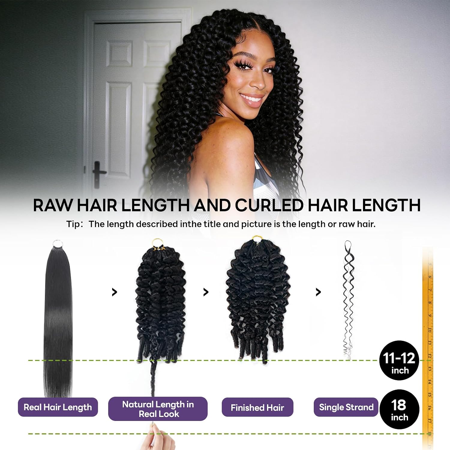 Feather Crochet Human Hair for Black Women 16 Inch 60g Kinky Curly Crochet Human Hair Knotless Pre-Separated Feather Crochet Hair Bundles Lightweight Reusable Human Crochet Hair Natural Black