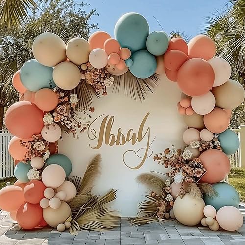 Miniatura 9 de Guirnalda de globos de color verde polvoriento, doble relleno, color marrón rubor, crema, arena, blanco, neutro, mate, kit de arco de globos para