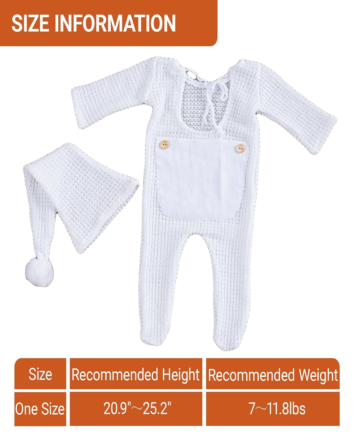 Zeroest Newborn Photography Props Boy Outfits Baby Photo Props Outfit Newborn Boy Photo Shoot Hat Set (Cream)