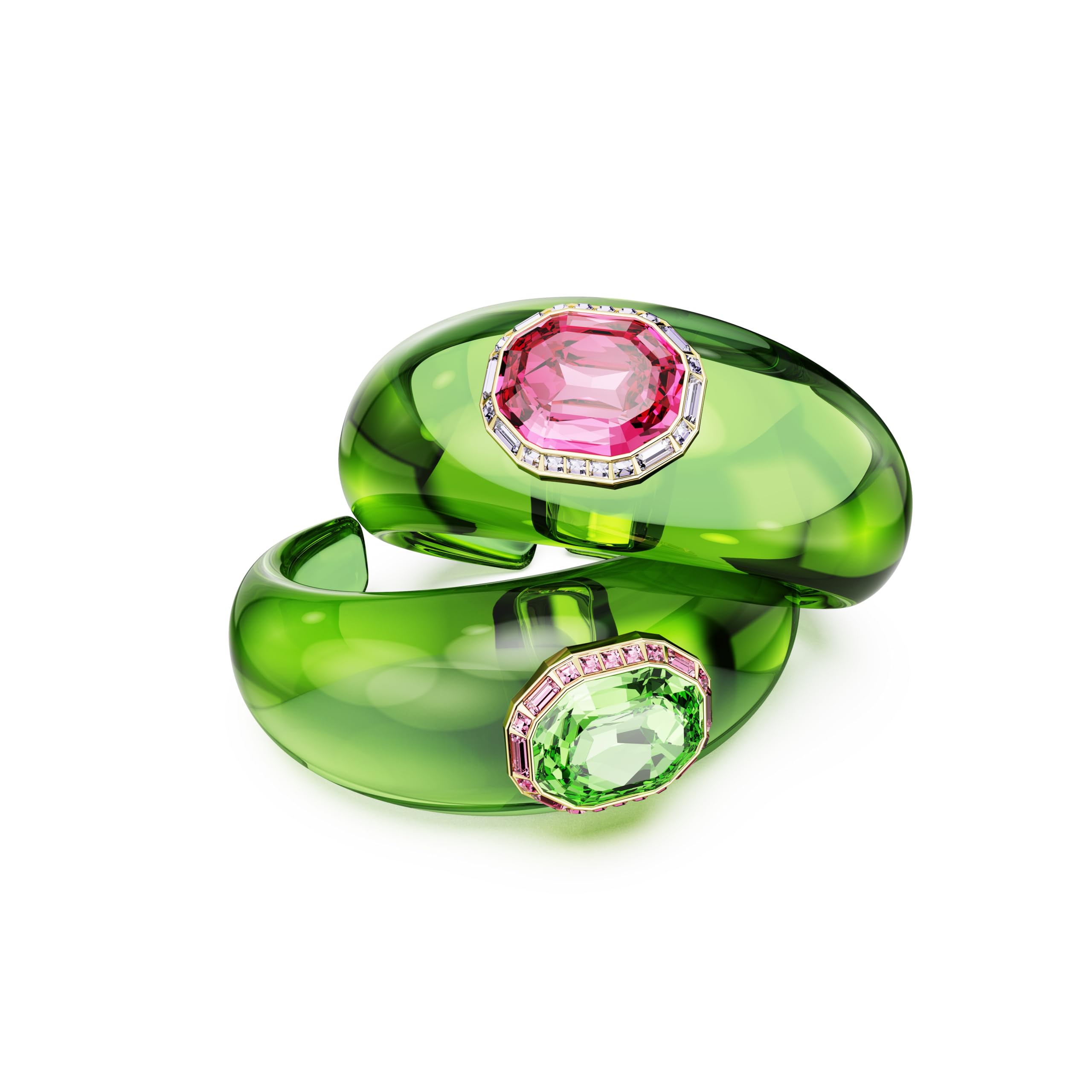 Swarovski Dulcis Collezione set de manchettes, taille octogonale, pavé, multicolore, plaqué ton doré