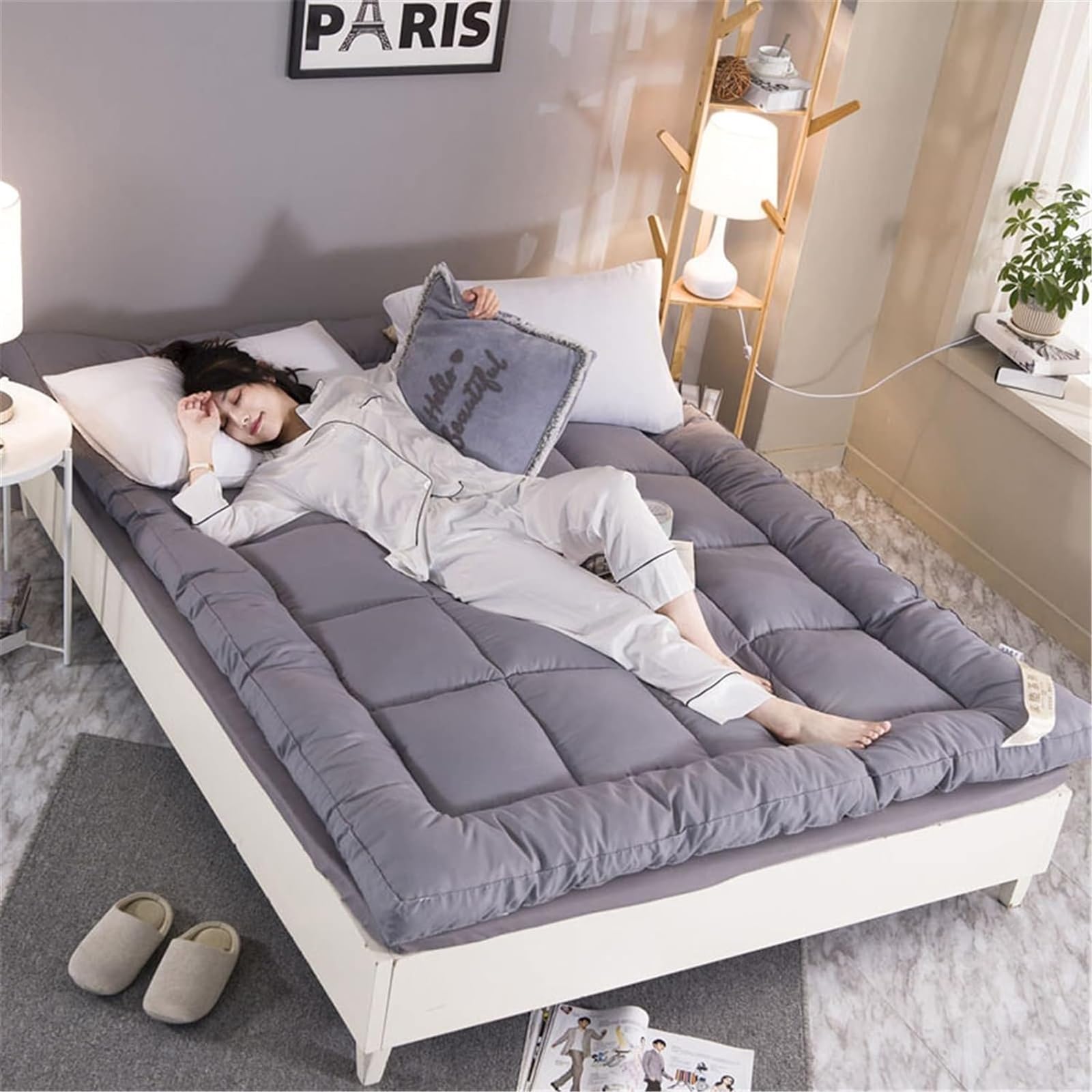 Colchón de futón de Suelo de Terciopelo de plumón, tamaño Completo King Queen, colchón de Suelo japonés, colchón de Tatami for Cama de Invitados, colchón for Dormir for Dormitorio de Estudiantes (Col