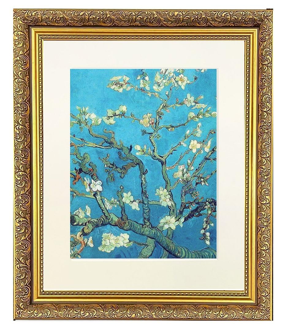 Almond Blossom Mounted & Framed Print in Gold Dahlia Frame18 x 14 Inch — image 1