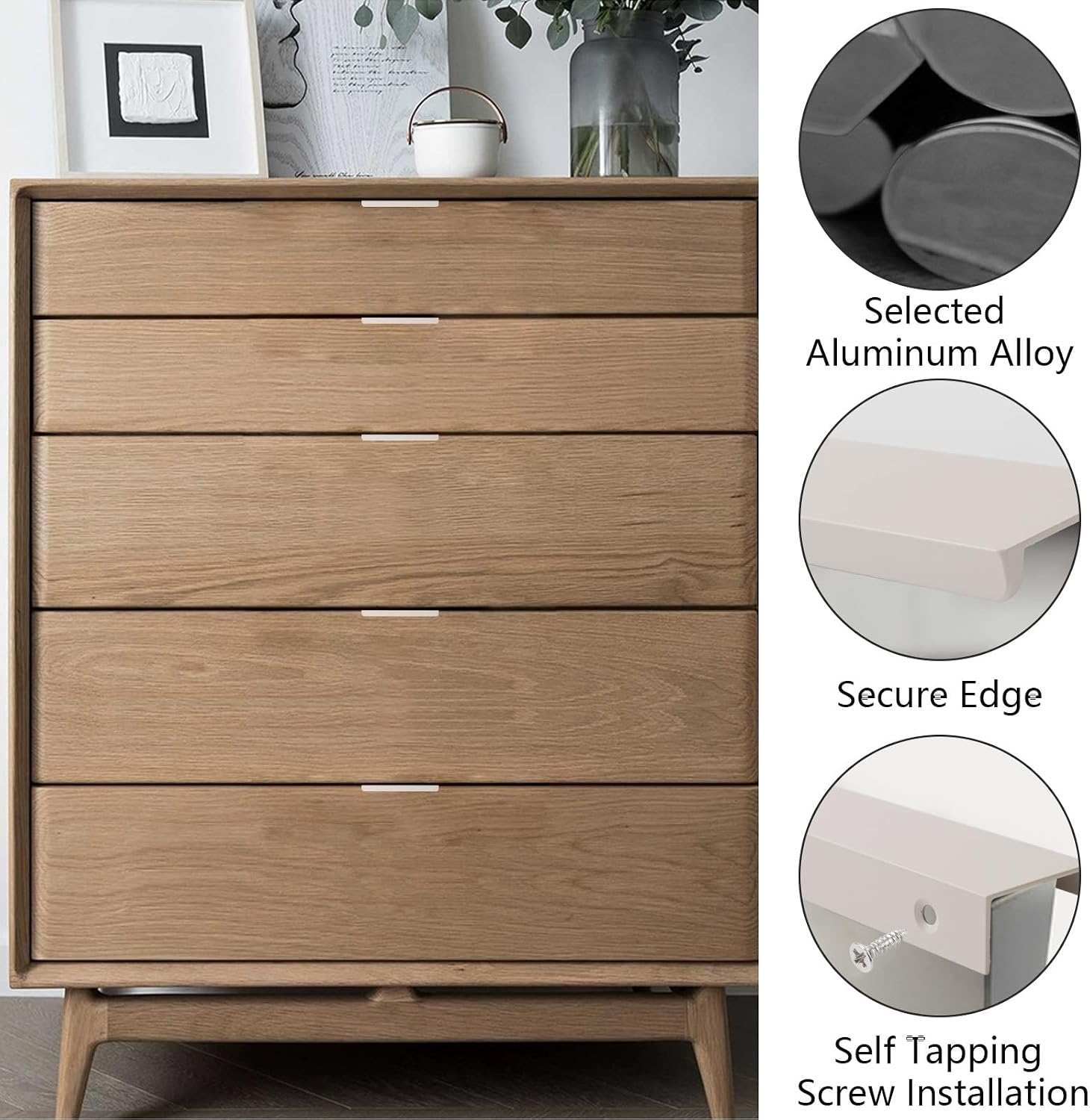 MOROBOR Finger Edge Pull, 16pcs Concealed Modern Style Drawer Handle Aluminum Alloy Invisible Wardrobe Handle Adhesive Self-Stick Instant Pull for Cabinet Hardware Drawer,100mm/Cashmere Gray