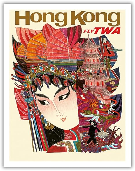 Amazon Com Hong Kong Fly Twa Trans World Airlines Vintage Airline Travel Poster By David Klein C 1960s Fine Art Print 11in X 14in Artwork Posters Prints
