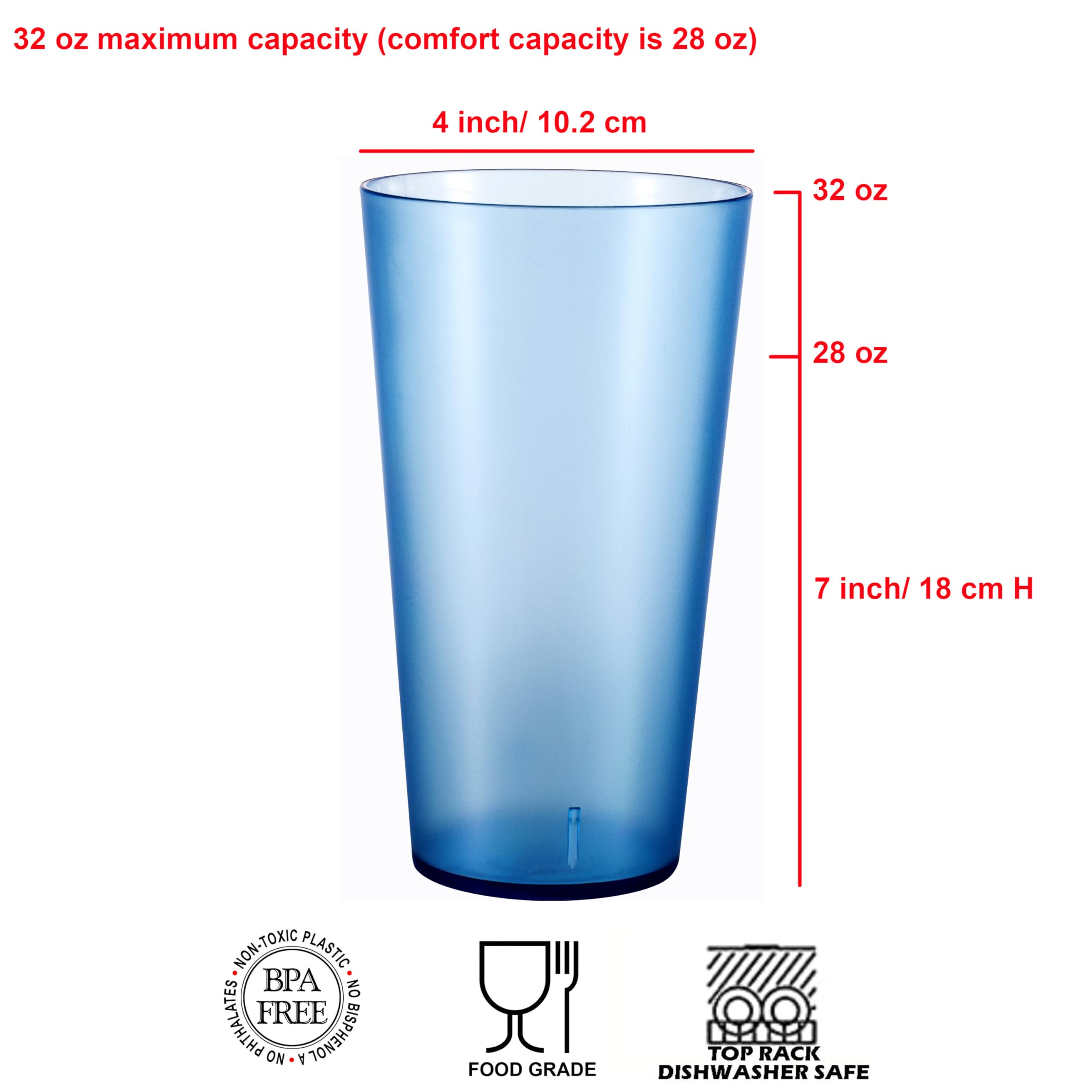 Amazon.com | ZAINCA 32-ounce Plastic Tumblers, Acrylic Larger Drinking  Glasses, set of 6 Multicolor Reusable Plastic Cups, Stackable, BPA-Free,  Shatter-Proof, Dishwasher-Safe: Tumblers & Water Glasses