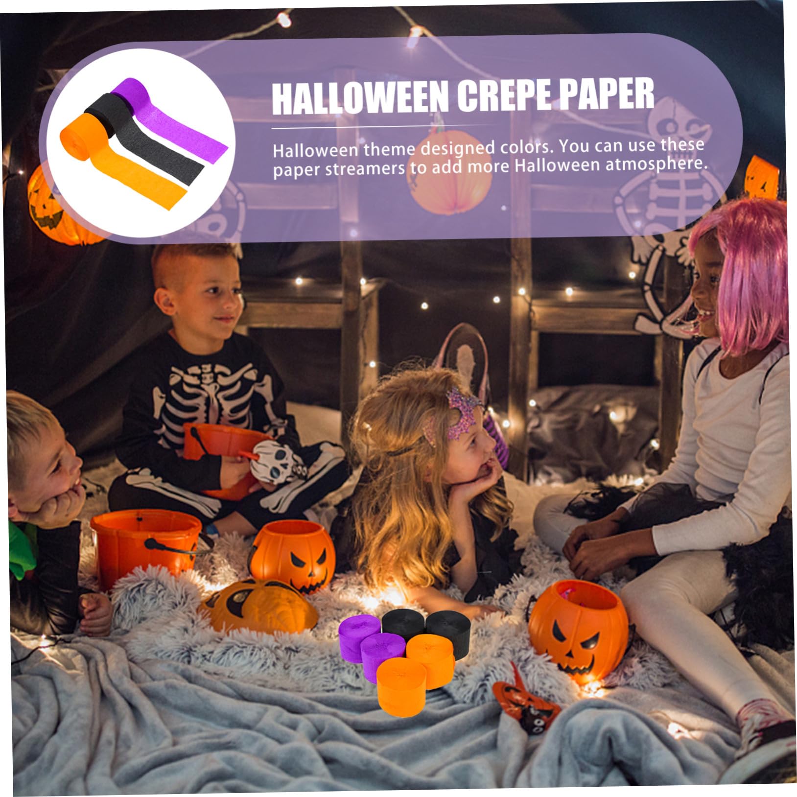 Gadpiparty 24 Rollen Halloween Crepe Paper Streamer Dekorations Tiefviolett Schwarz und Orange Vielseitige Halloween Party Deko zum Aufhängen und Basteln Langlebiges Krepppapier für DIY