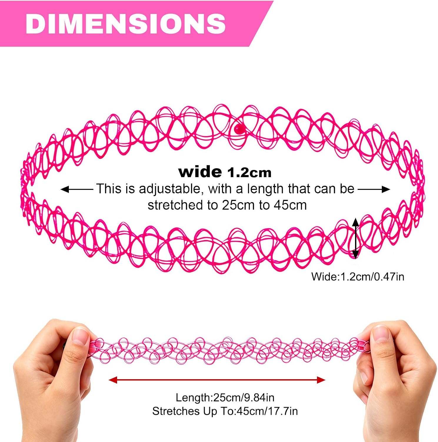 papasgix 4 PCS Black Tattoo Choker Necklace, 2000s Y2K Choker Necklace for Women Rainbow Chokers Adjustable Stretchy Elastic Necklace 90s Jewelry Gift for Women