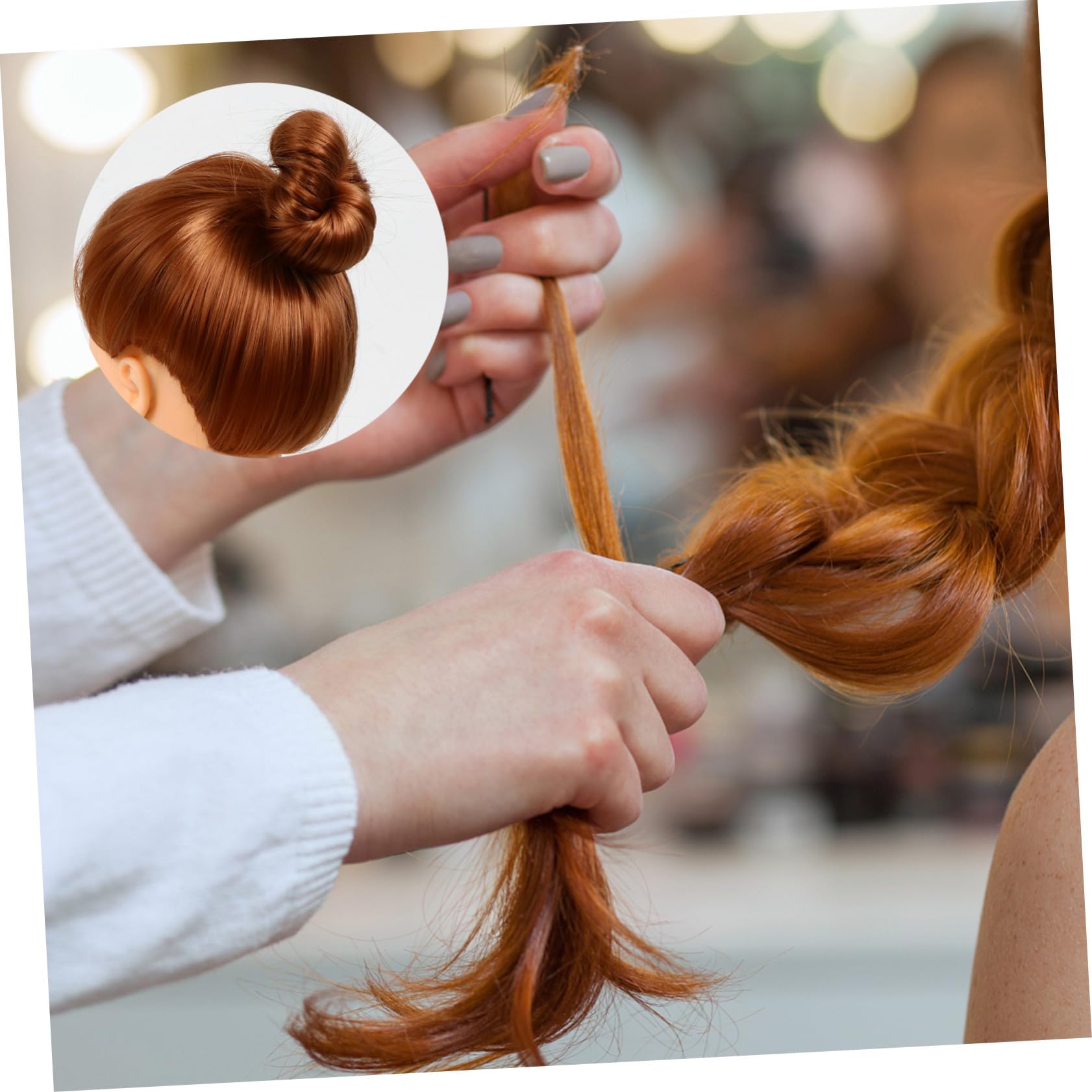 Tête de Mannequin de Coiffeur Marron en Fibres Haute Température
