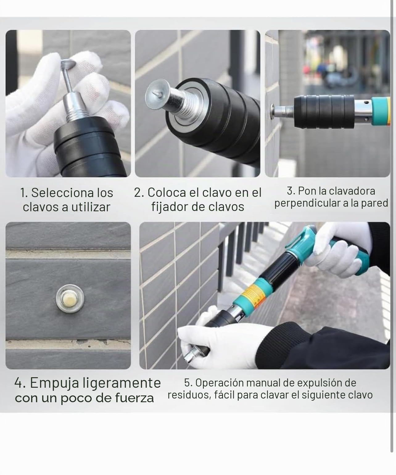 Bdit - Accesorios para pistola de clavos, clavadora de aire comprimido manual, dispara clavos para hormigón y hierro, clavadora con 10 clavos redondos – para acero y hormigón – Fácil de usar