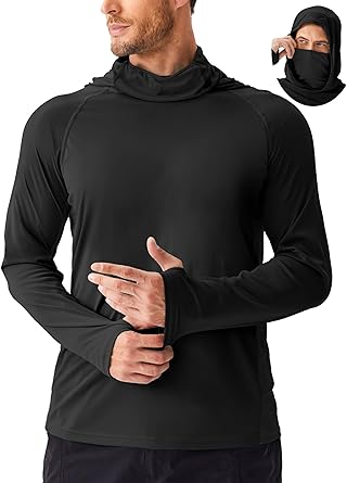 47% off: PINSPARK Men's Sun Protection Hoodie with Mask UPF 50+ UV Long Sleeve Shirt Men Rash …
