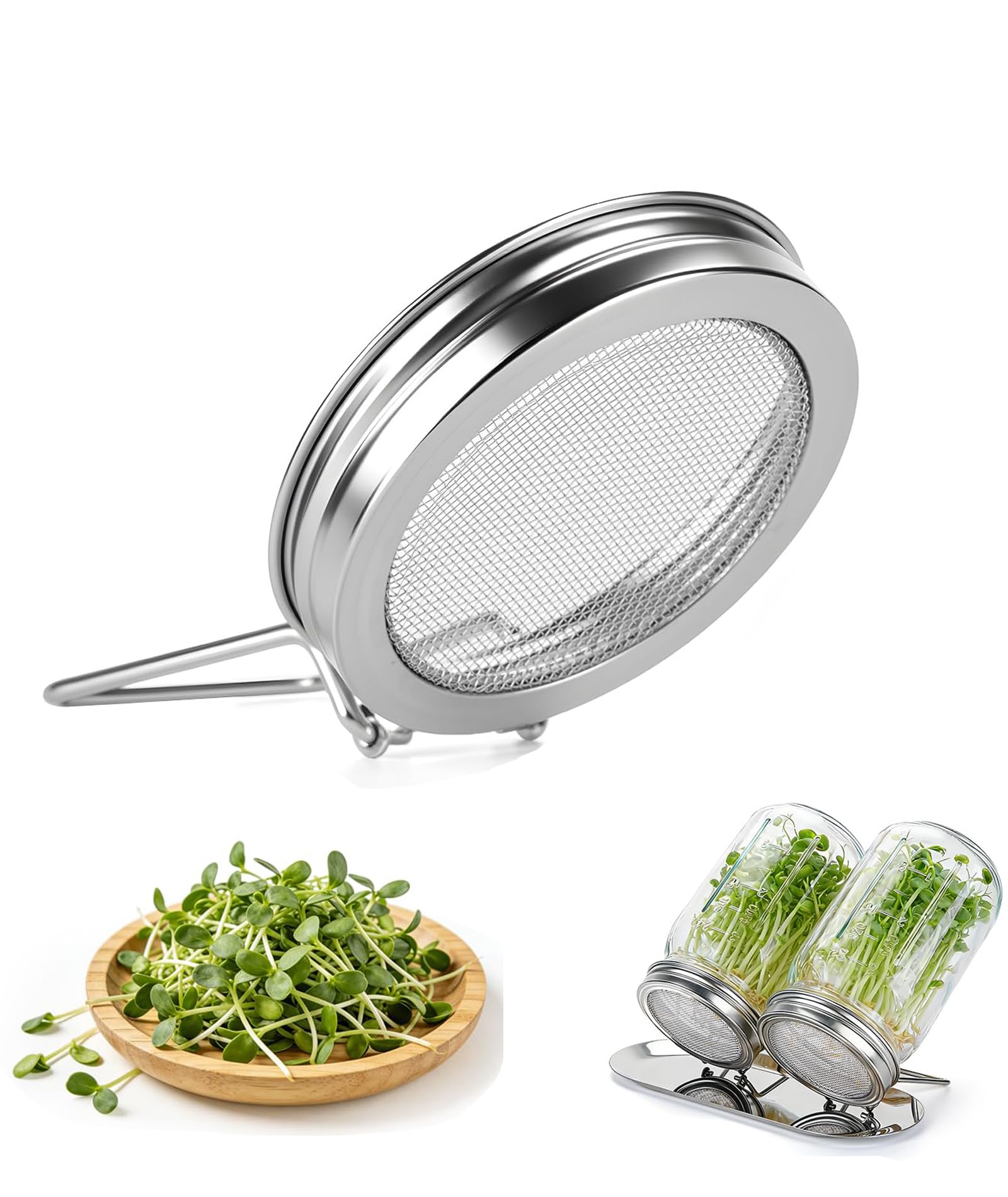 Sprouts Maker Jar, Sprout Maker, Reusable Sprouting Lids for Wide Mouth Jars, Seed Germination Growing Kit for Home Sprouts Cultivation-picture-26