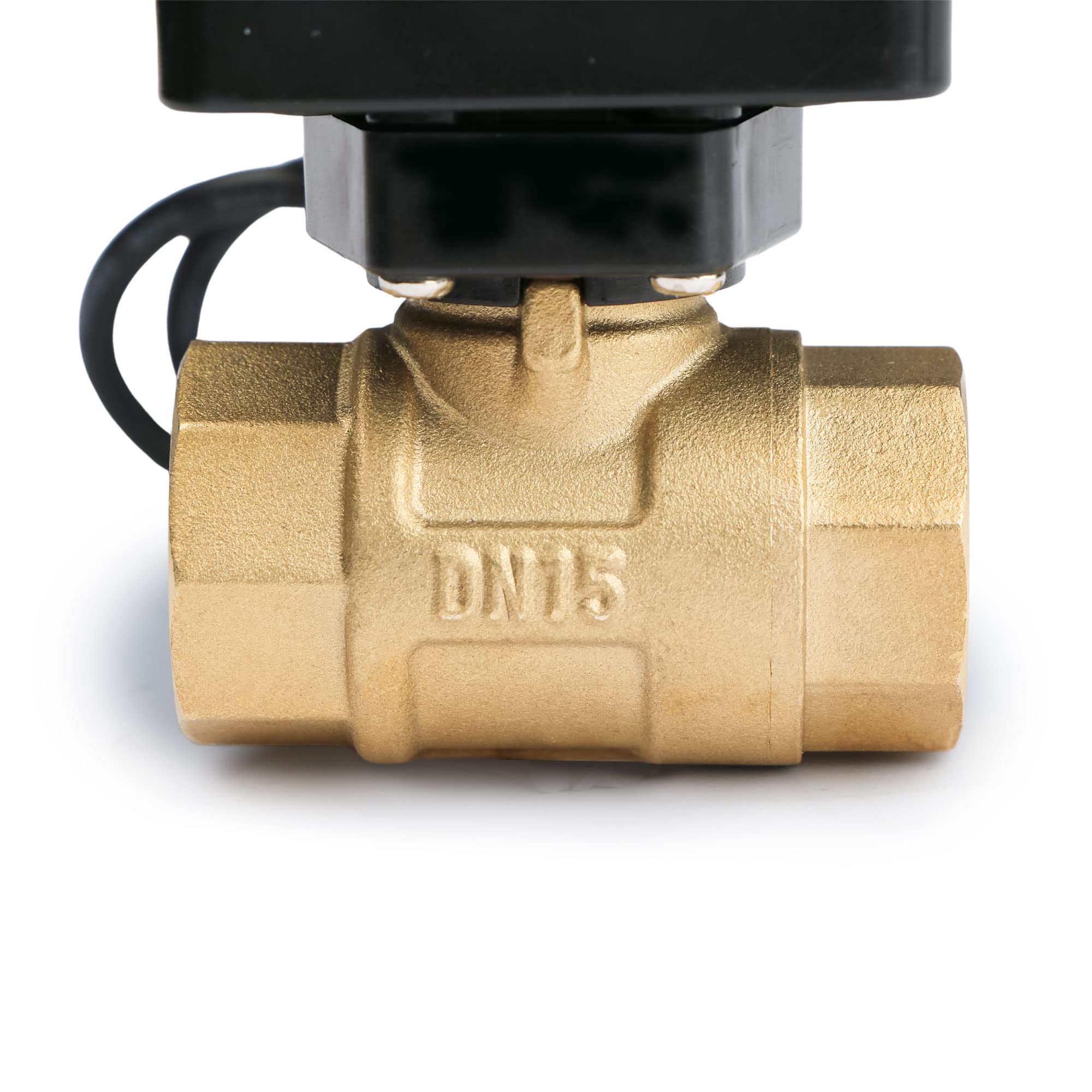 Valvola a sfera motorizzata - Valvola a sfera in ottone da 1/2" con porta standard, 9-36V AC/DC, configurazione di ritorno automatico a 2 fili, normalmente aperta (N/O) di U.S. Solid