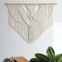 Vista 11 de guzhiou Tapiz grande de macramé para colgar en la pared, tapiz bohemio para decoración de pared, elegante tapiz bohemio hecho a mano, decoración