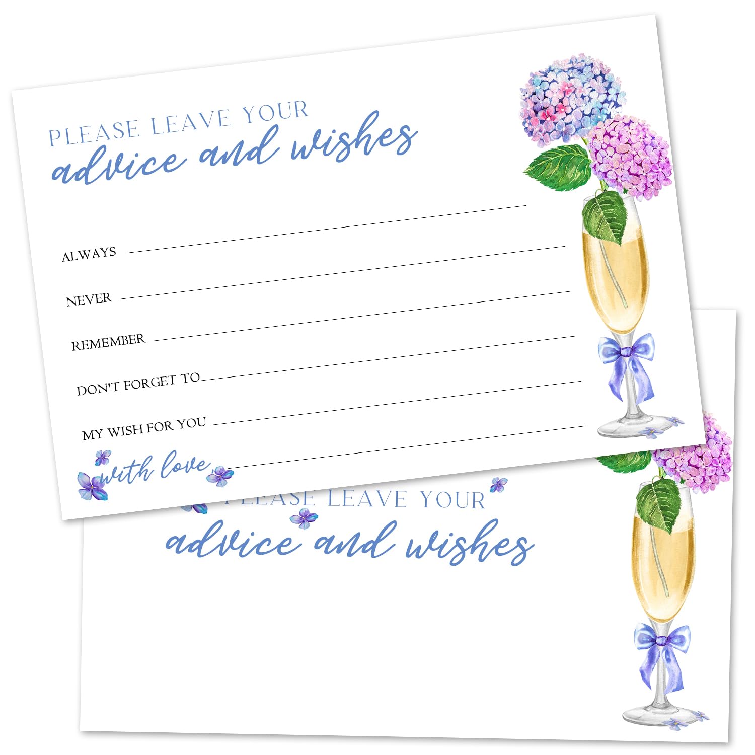 ZARYFANCHY Hydrangea Advice And Wishes Cards For The Mr And Mrs, Blank Well Wishes For Baby Shower, Bridal Shower And Graduation Party, Wedding Advice