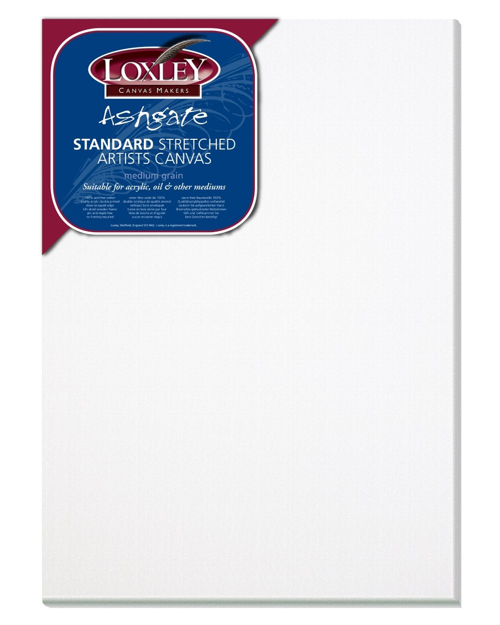 Loxley 14 x 10-inch Traditional 18 mm Depth Ashgate Stretched Artists Canvas, White