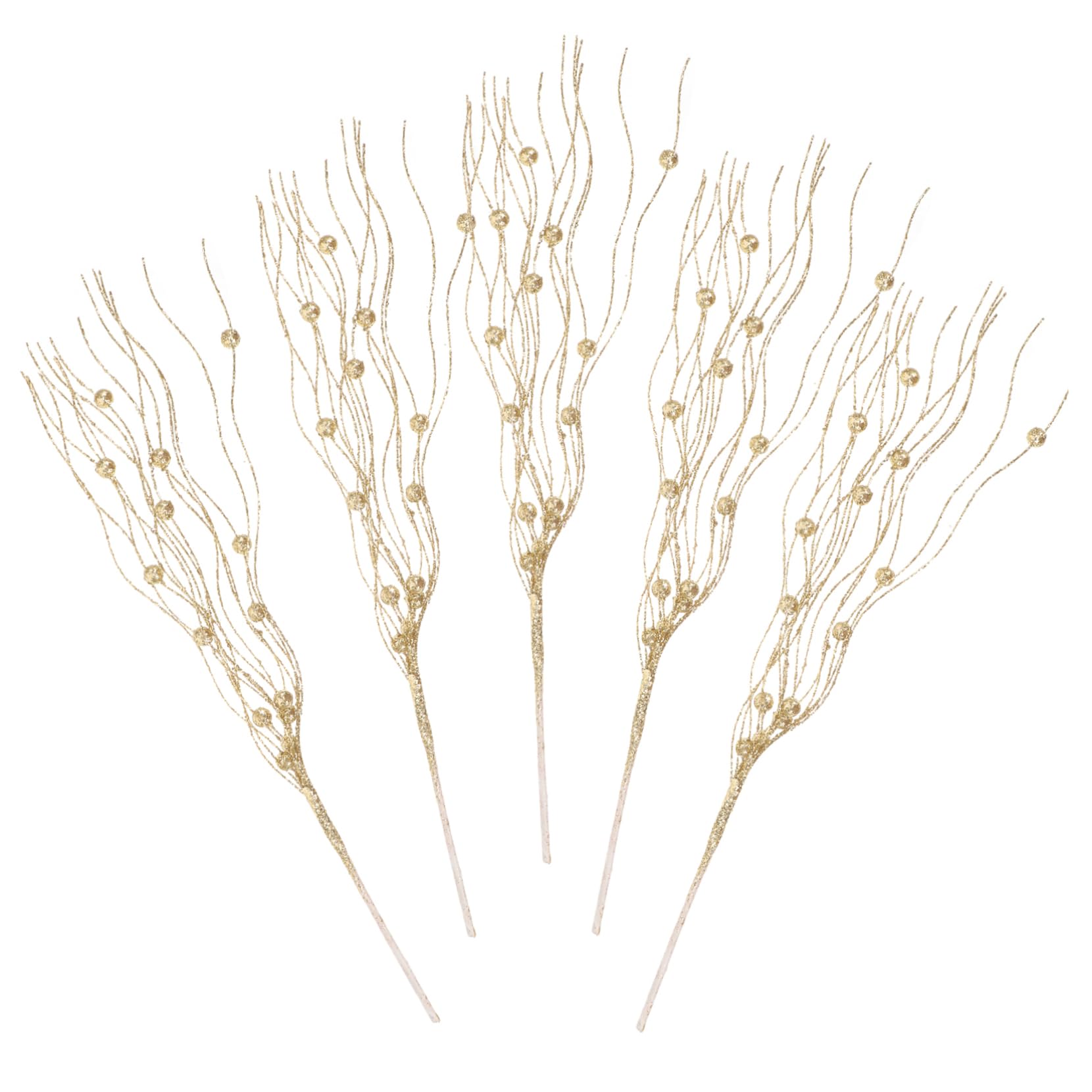 Ciieeo 25 Piezas De Bigotes De Dragón Bolas De Polvo Empapadas Ramas De Plantas Artificiales Ramas De Sauce De Navidad Ramita Floral Spray con Purpurina Ramita De De Acebo
