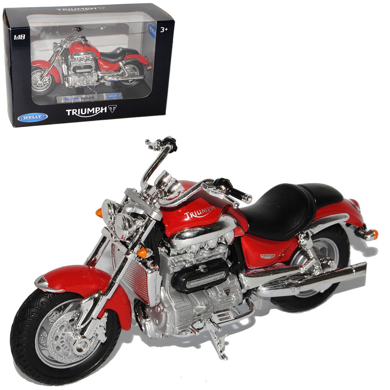 Welly Triumph Rocket 3 iii Rot 1/18 Modellmotorrad Modell Motorrad