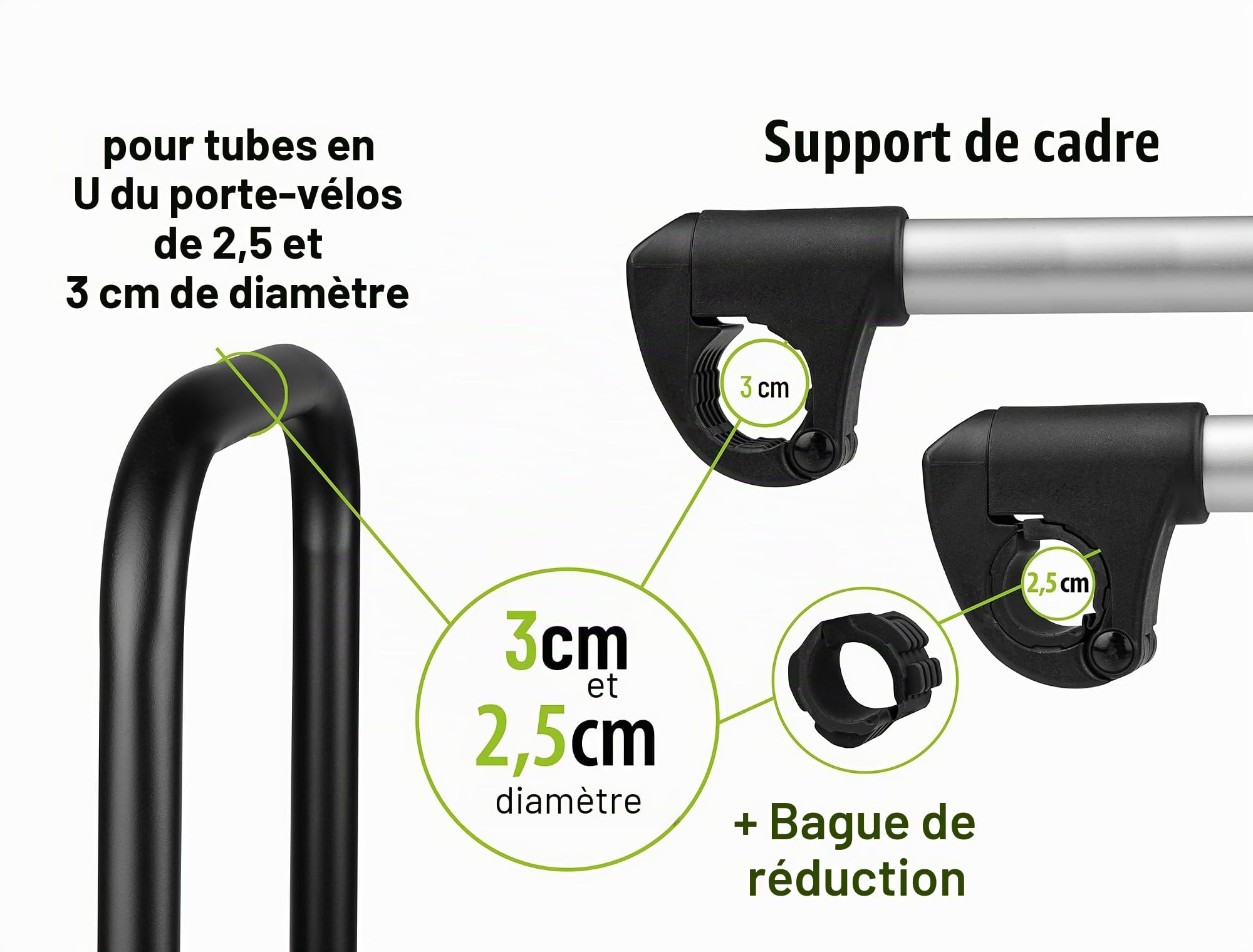 EUFAB 11248 Support de Cadre à Sangle réglable 40 cm, Noir/argenté