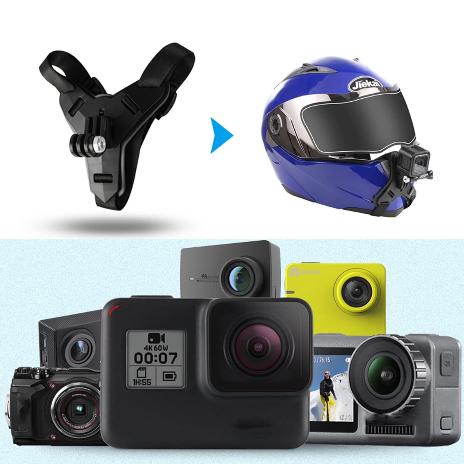 Support De Menton Pour Casque Moto – Fixation GoPro, Silicone Antidérapant, Charge Max 300g, Lot De 4
