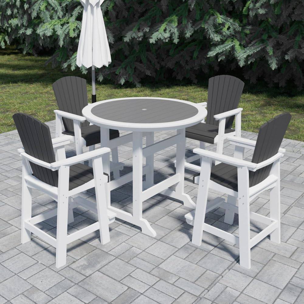 HDPE High Top Outdoor Bar Table and Chair Set for Patio, Balcony, Garden, or Poolside – Weather-Resistant, Low-Maintenance Dining Solution