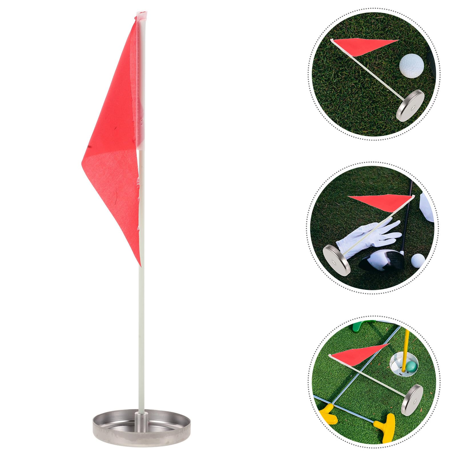 POPETPOP Lot de 2 Drapeaux de Golf Portables avec Coupelles Inox 10 CM Trous de Putting pour Entraînement Intérieur et Extérieur Accessoires de Golf Résistants aux Intempéries Cible
