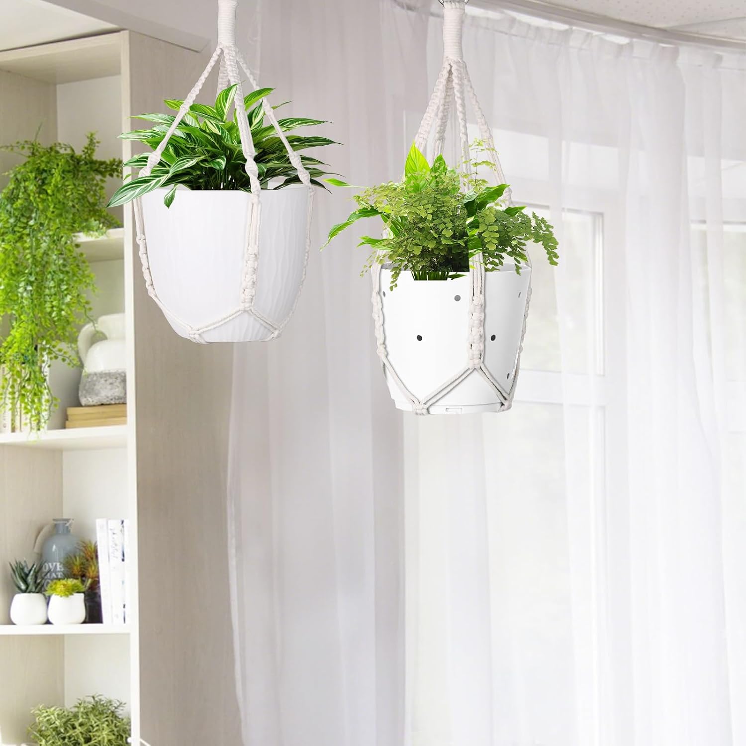 garini 2 Pack 20 Inches Macrame Plant Hanger Rope to Hang Flower Pot Plant Hanger for Indoor Outdoor Decoration, 4 Legs(POTS NOT Included)