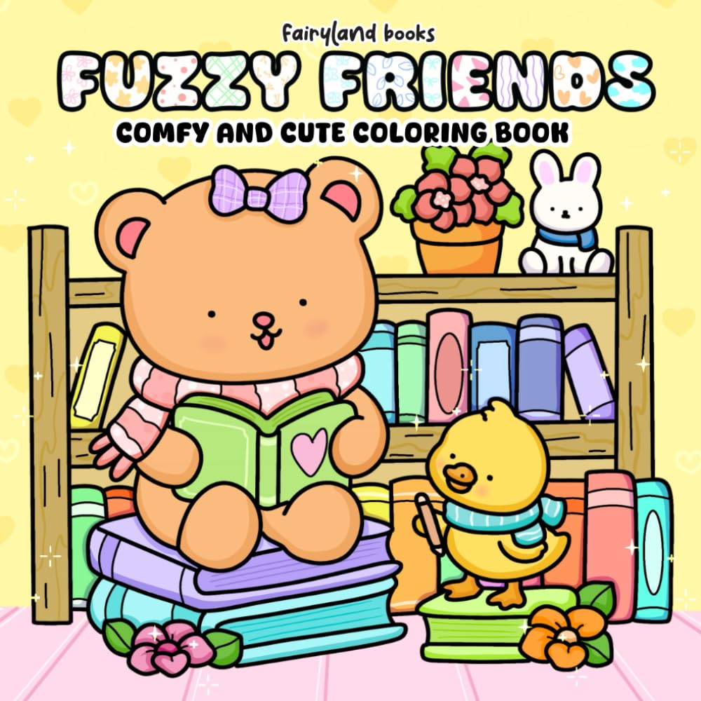 Fuzzy Friends: A Coloring Book for Adults and Teens with Super Cute Animal Characters and Easy, Simple Designs for Relaxation