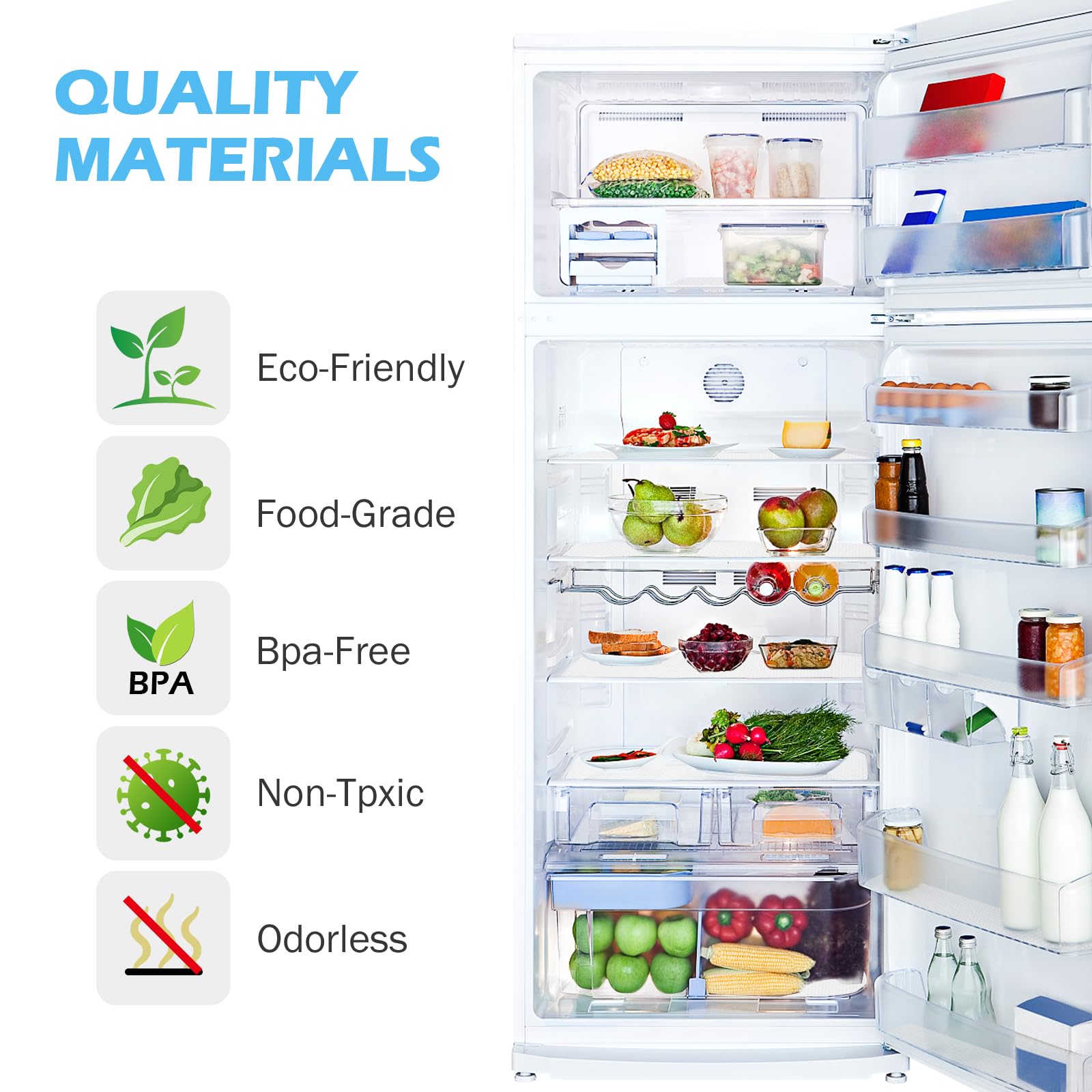 Protector Cajones Cocina EVA Plastico, Antideslizante Forro de Cajón Estera del Refrigerador Estantes el gabinete Estera No Adhesiva Reutilizable Impermeable (Blanco/30cm x 305cm)