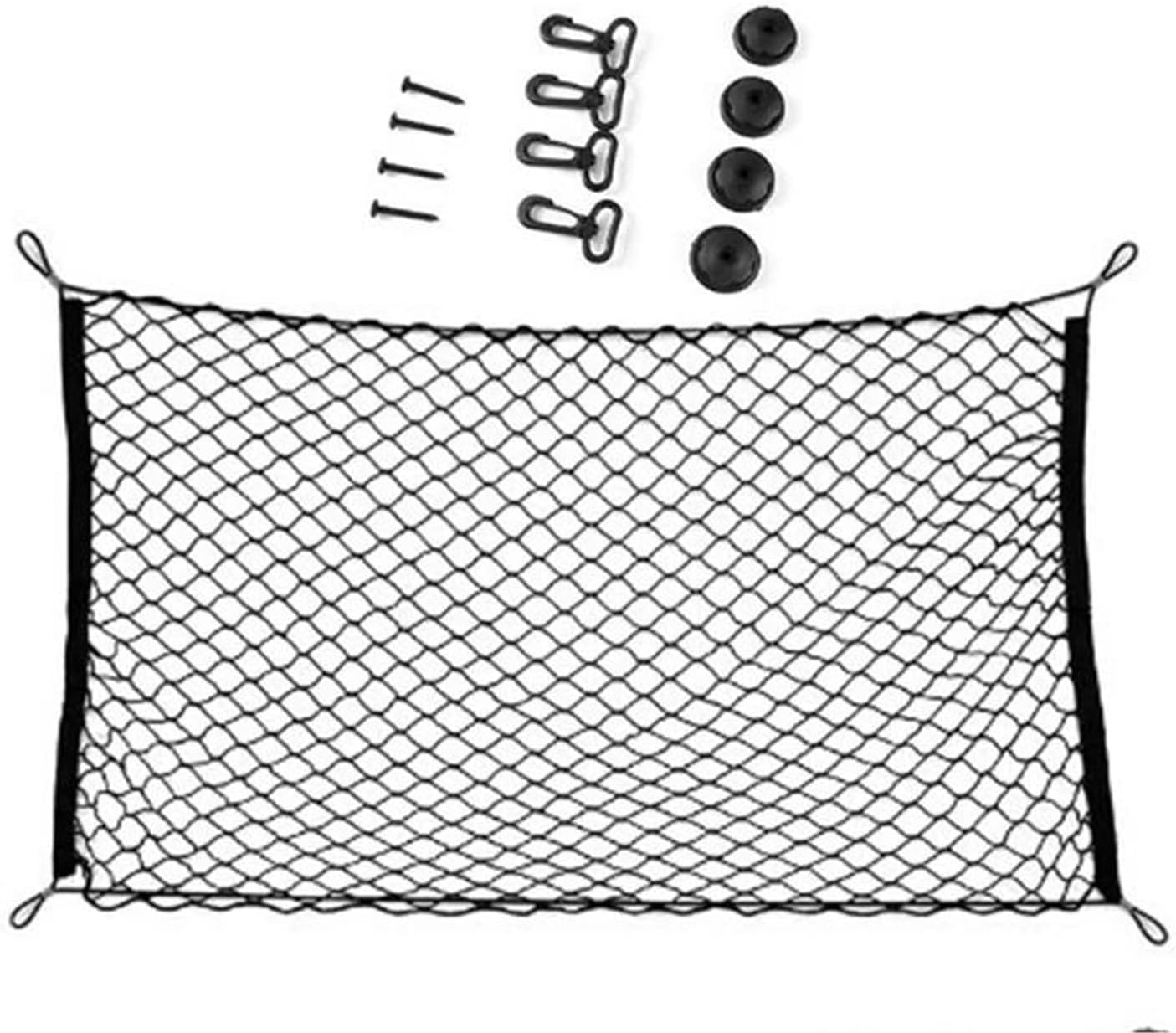 Car Nets 90x40 CM/60x110 CM Net Holder Universal Car Trunk Rear Storage Cargo Luggage Nylon Elastic Mesh With 4 Plastic Hooks Pockets (Single layer110x60)