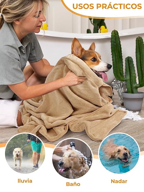 Foto 6 de 7 de Bibykivn Albornoz para Perros Microfibras Albornoz, Toallas para Perros Gatos Ajustable