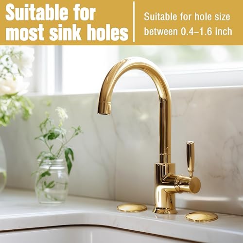 Vista 13 de LEIFIDE 2 piezas de 2 pulgadas para fregadero de cocina de 2 pulgadas, cubierta de orificio de grifo de acero inoxidable para fregadero de cocina