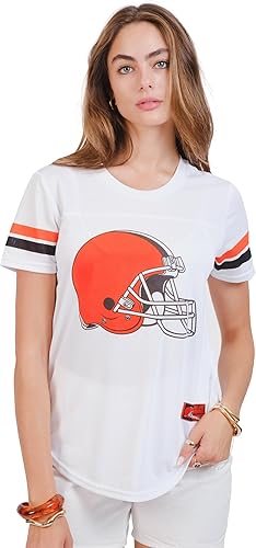 Miniatura 36 de Ultra Game Women's NFL Official Soft Mesh Varsity Stripe T-Shirt Blanco