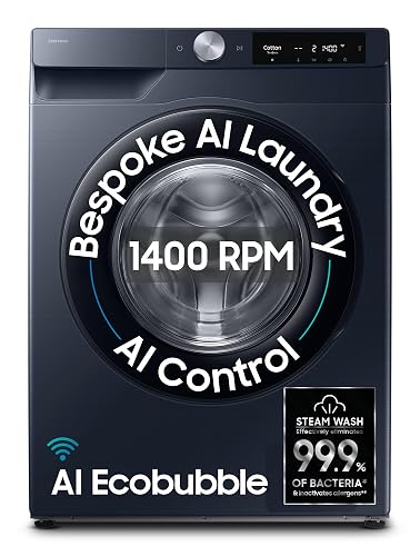 Samsung 12 kg, 5star, AI Control, AI Ecobubble, Super Speed, Wi-Fi, Hygiene Steam with Inbuilt Heater, Digital Inverter, Fully-Automatic Front Load Washing Machine (WW12DG6B24ASTL, Navy)