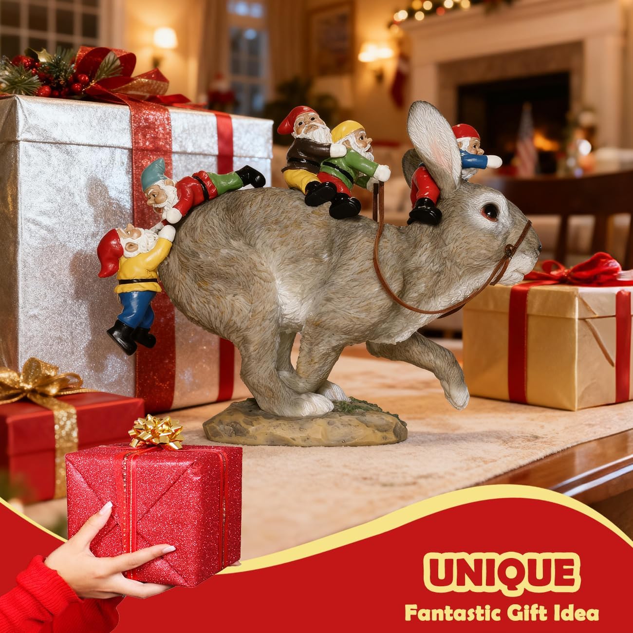 Sunthus Garden Gnomes Decorations for Yard Bunny Statue Funny Outdoor Decor Rabbit - Image 6