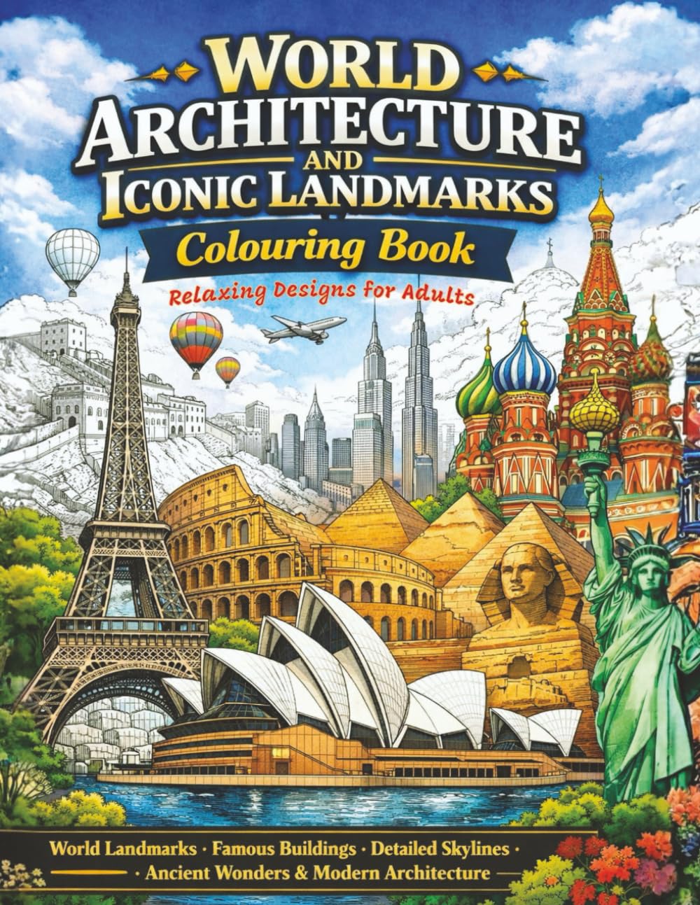 World Architecture and Iconic Landmarks Coloring Book: World Landmarks, Famous Buildings | Detailed Skylines, Ancient Wonders & Modern Architecture | ... & Landmarks Puzzle and Coloring Collection)