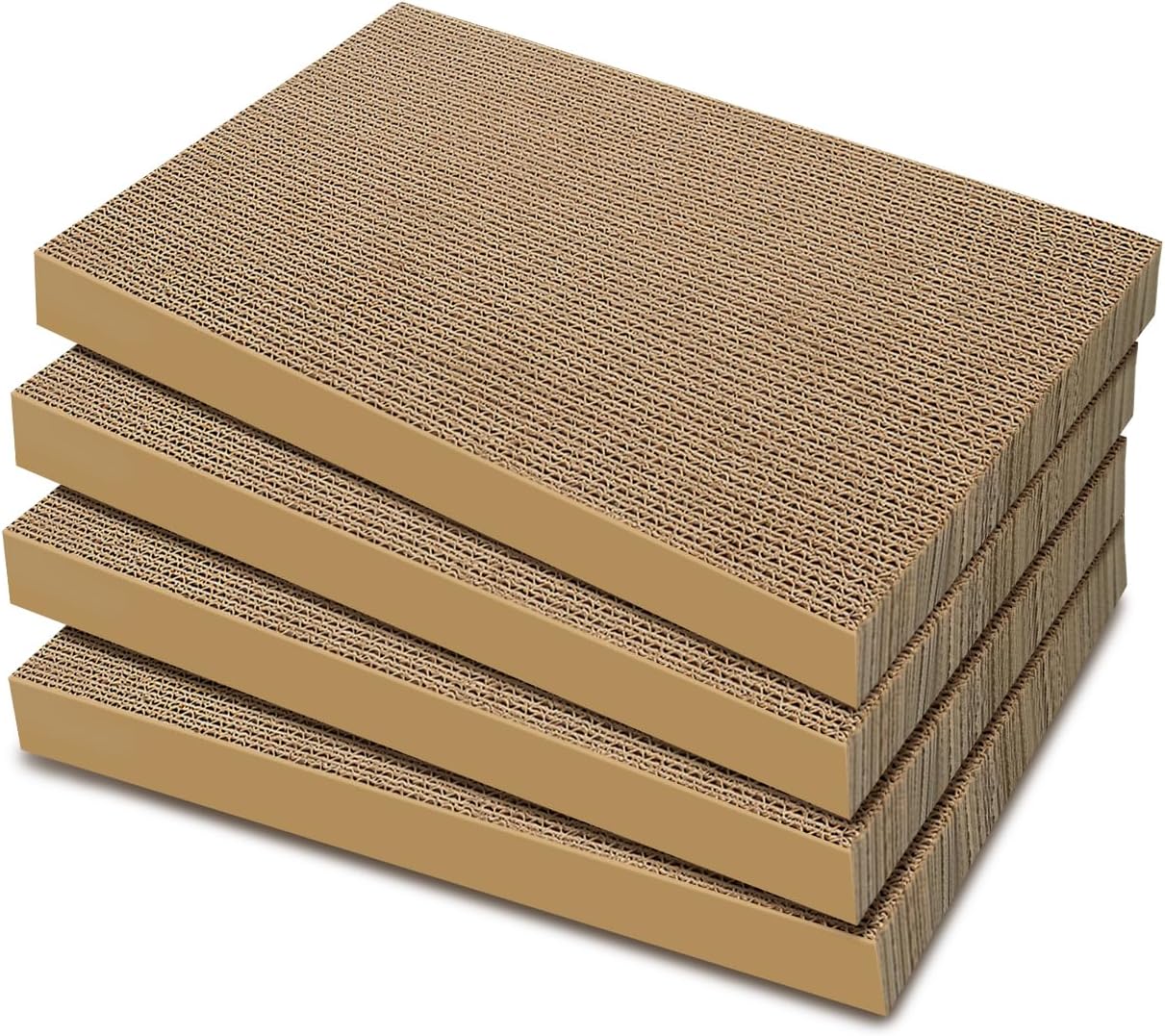 AGYM 4-Pack Large Cardboard Cat Scratcher Refills - Durable 16x9.6" Corrugated Scratch Pads for Cats & Kittens, Furniture Saver