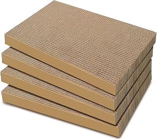 AGYM 4-Pack Large Cardboard Cat Scratcher Refills - Durable 16x9.6" Corrugated Scratch Pads for Cats & Kittens, Furniture Saver